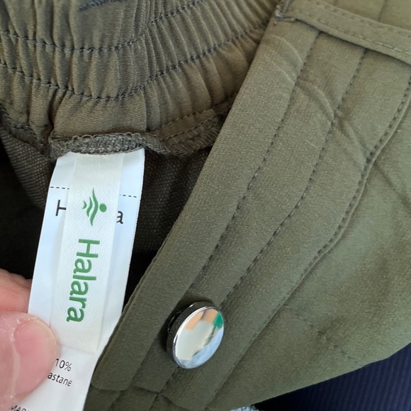 Hala High Rise Cargo Pants Olive Green Wide Leg Cropped Women's Size L - Picture 9 of 10